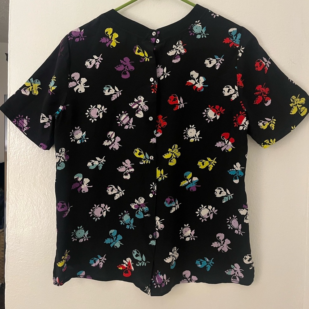 Diane Von Furstenberg Black Floral Blouse